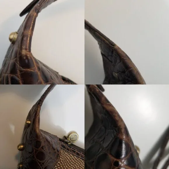 Vintage Eric Javits New York Gold Woven Squishee Studded Hobo Leather Bag - Picture 16 of 16